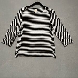 Chico's Monochrome Striped Knit Top